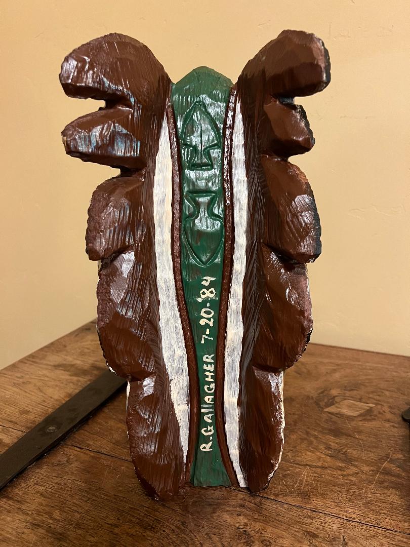 Vintage Ralph Gallagher 16.5" Indian Chief Bust Carved Wooden Statue