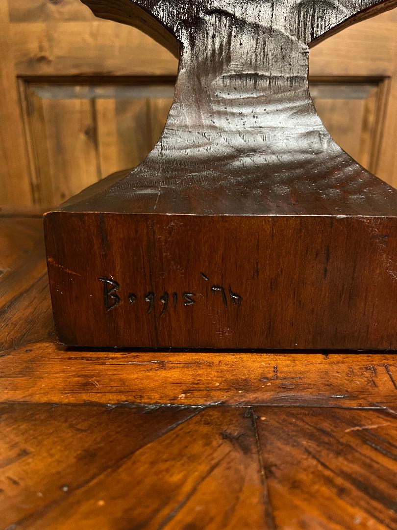 Vintage Ed Boggis 18.5" Indian Chief Carved Wooden Bust Statue