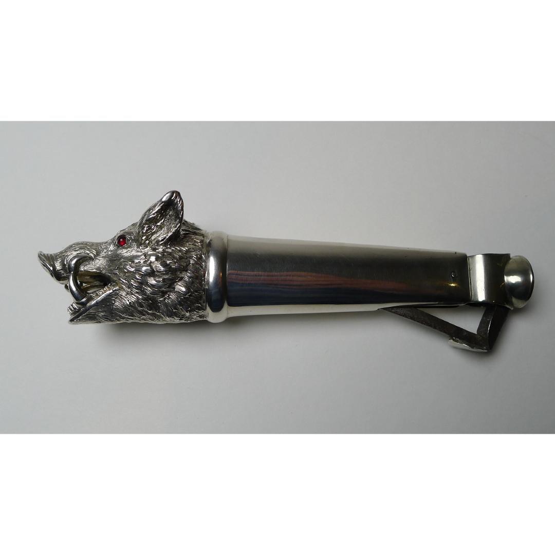 Rare Antique Novelty Sterling Silver Cigar Cutter - 1899 London England