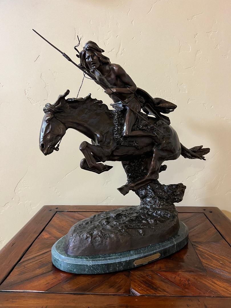 Cheyenne Bronze Sculpture By Artist Frederic Remington