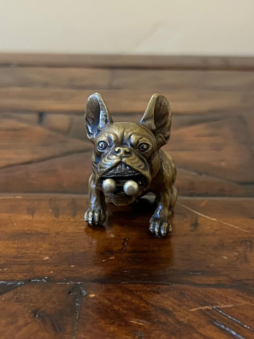Vintage Austrian Bronze French Bulldog Cigar Cutter c. 1900s