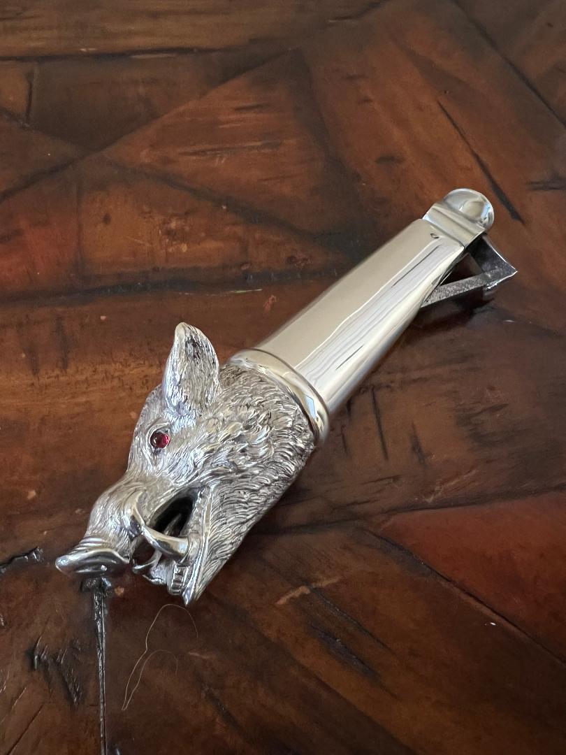 Rare Antique Novelty Sterling Silver Cigar Cutter - 1899 London England