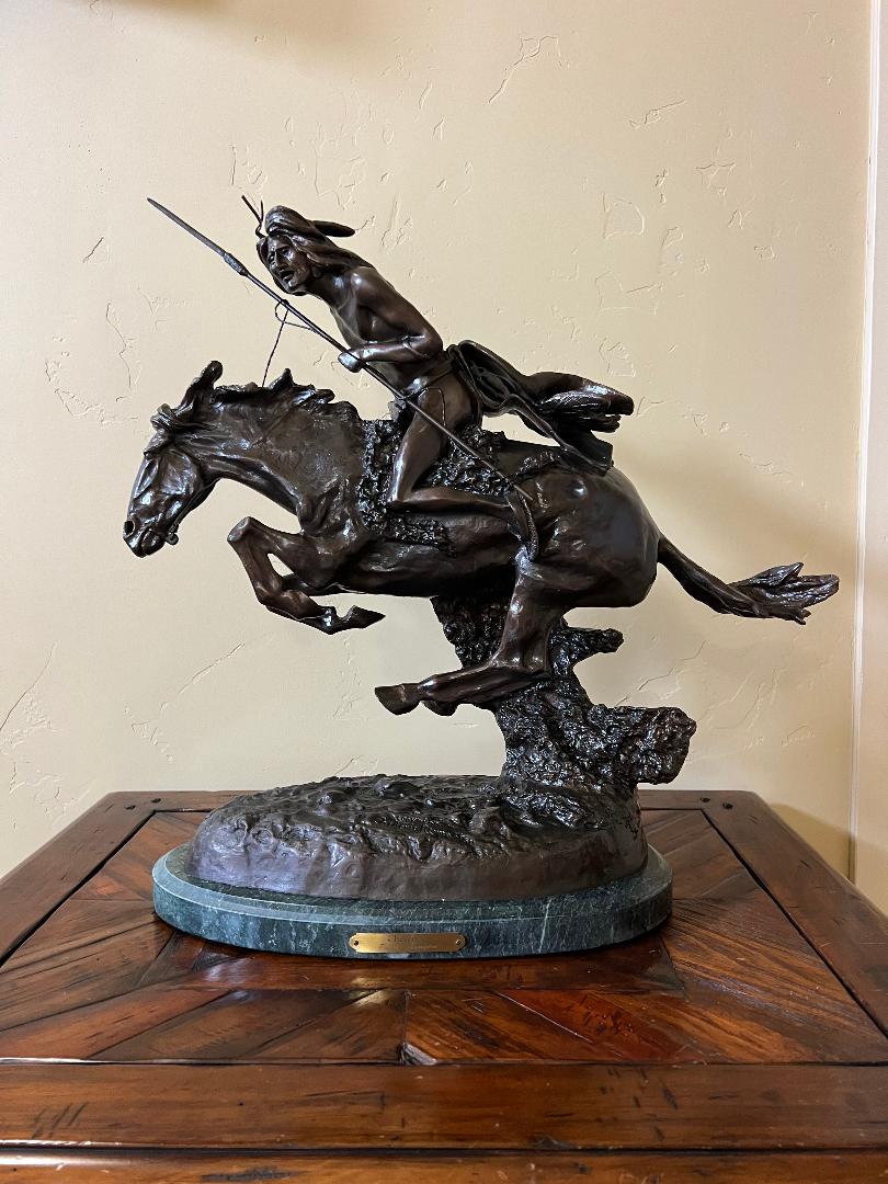 Cheyenne Bronze Sculpture By Artist Frederic Remington