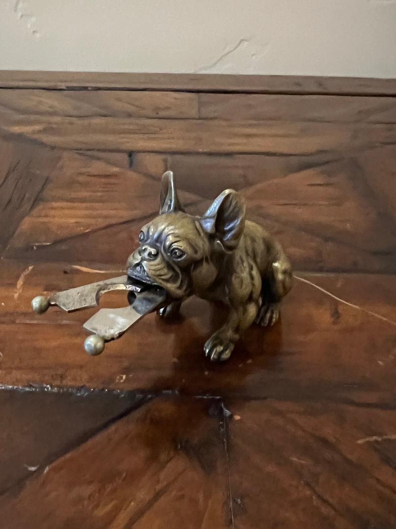 Vintage Austrian Bronze French Bulldog Cigar Cutter c. 1900s