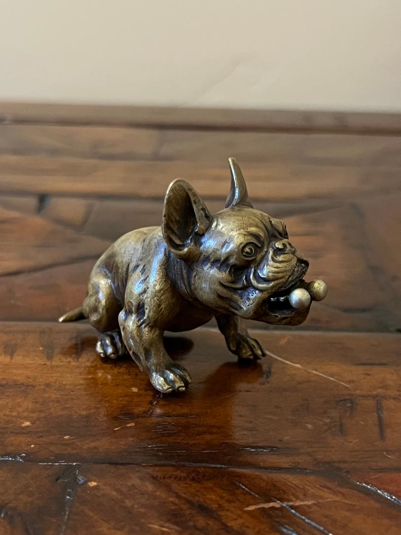 Vintage Austrian Bronze French Bulldog Cigar Cutter c. 1900s