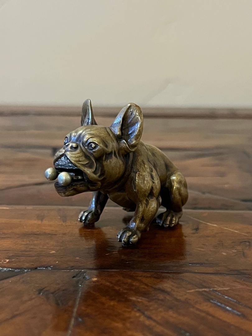 Vintage Austrian Bronze French Bulldog Cigar Cutter c. 1900s