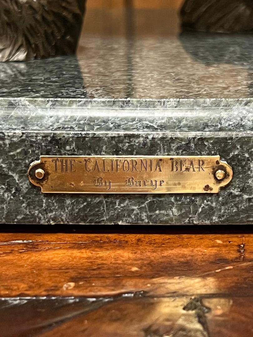 Bronze Bear Statue On Marble Base 12.5" By French Artist Barye