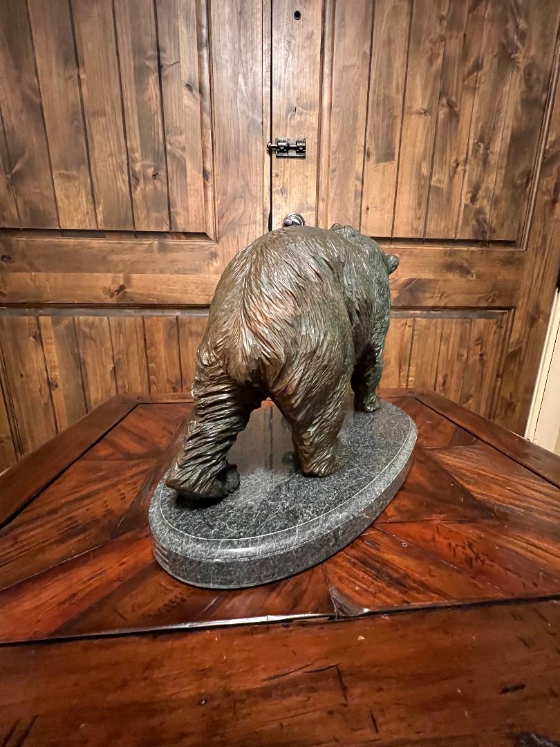 Bronze Bear Statue On Marble Base 12.5" By French Artist Barye