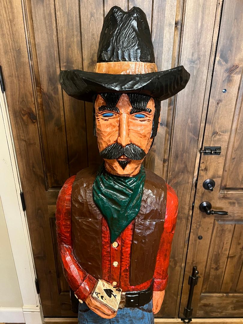 Vintage Frank Gallagher 6 Ft Cowboy Carved Wooden Statue