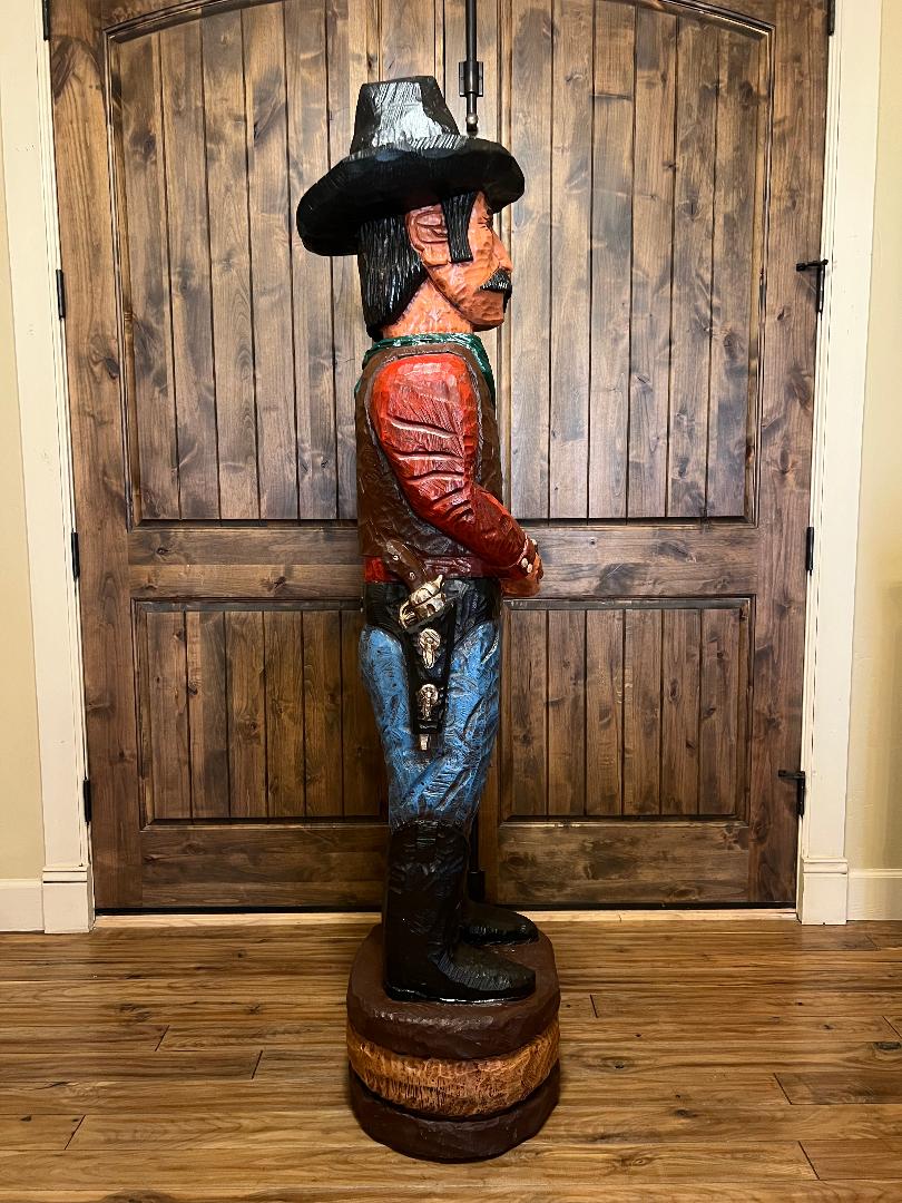 Vintage Frank Gallagher 6 Ft Cowboy Carved Wooden Statue
