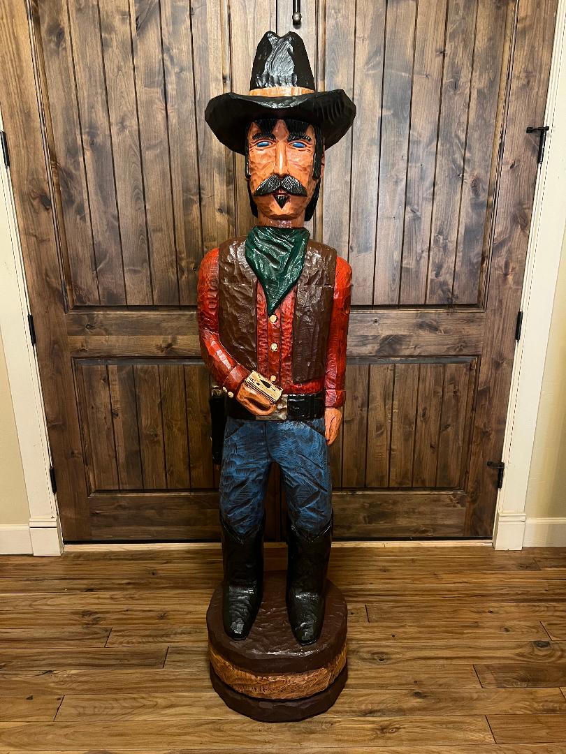 Vintage Frank Gallagher 6 Ft Cowboy Carved Wooden Statue