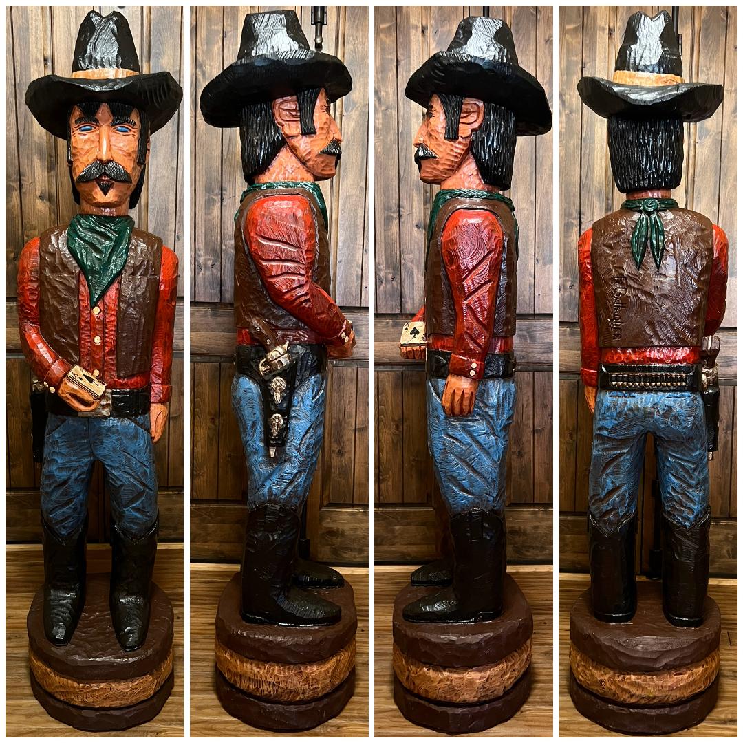 Vintage Frank Gallagher 6 Ft Cowboy Carved Wooden Statue