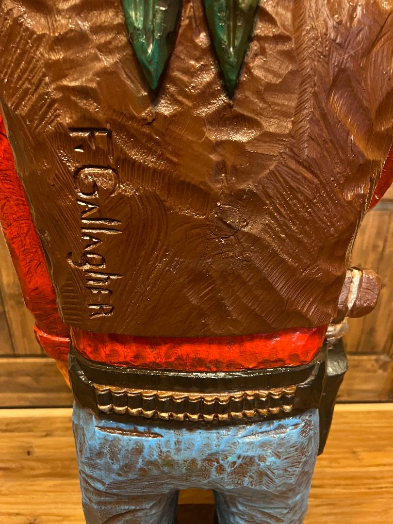 Vintage Frank Gallagher 6 Ft Cowboy Carved Wooden Statue