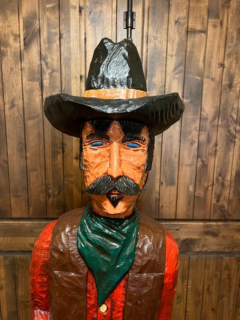 Vintage Frank Gallagher 6 Ft Cowboy Carved Wooden Statue
