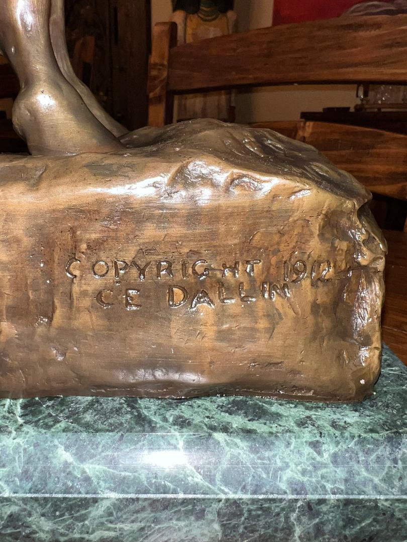 Large 33" Bronze Sculpture " Indian Scout " By Cyrus Dallin