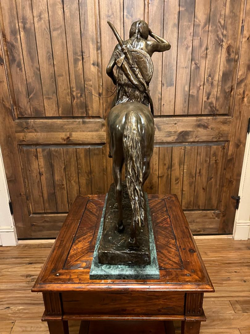 Large 33" Bronze Sculpture " Indian Scout " By Cyrus Dallin