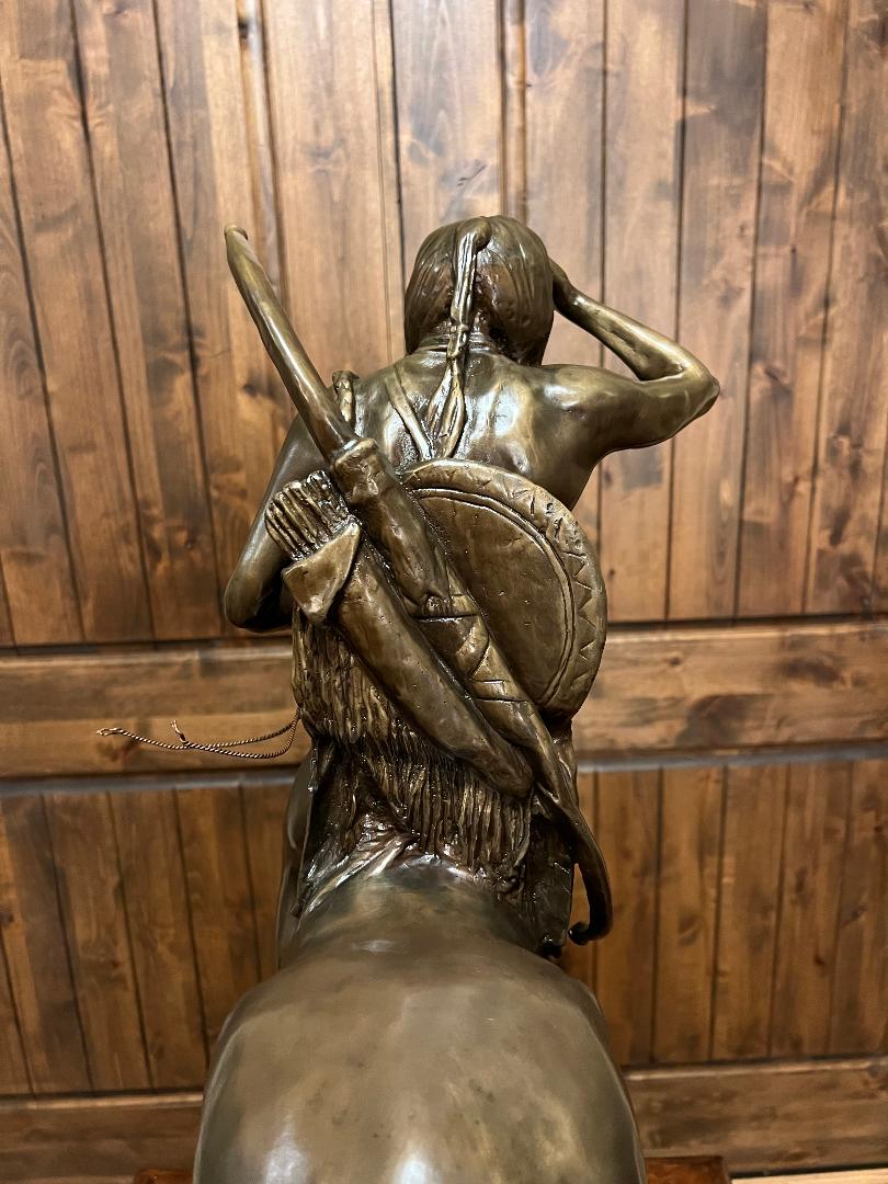 Large 33" Bronze Sculpture " Indian Scout " By Cyrus Dallin