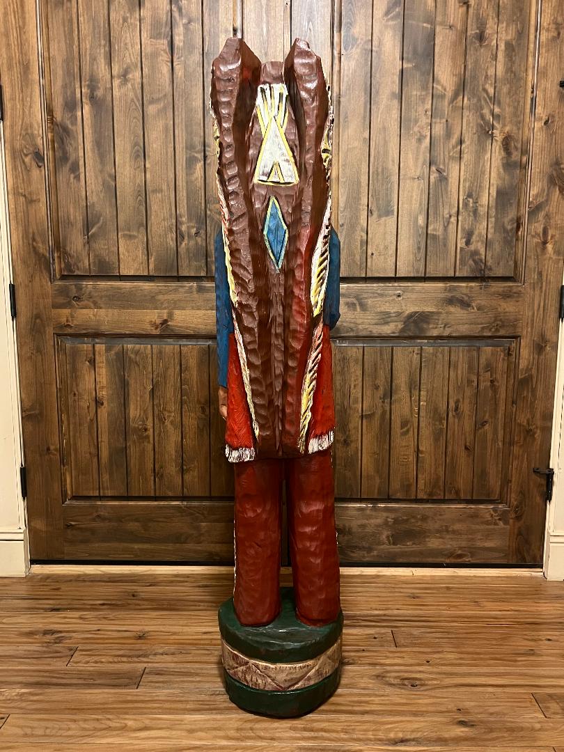 Vintage Delaney 5 Ft Cigar Store Indian Carved Wooden Statue