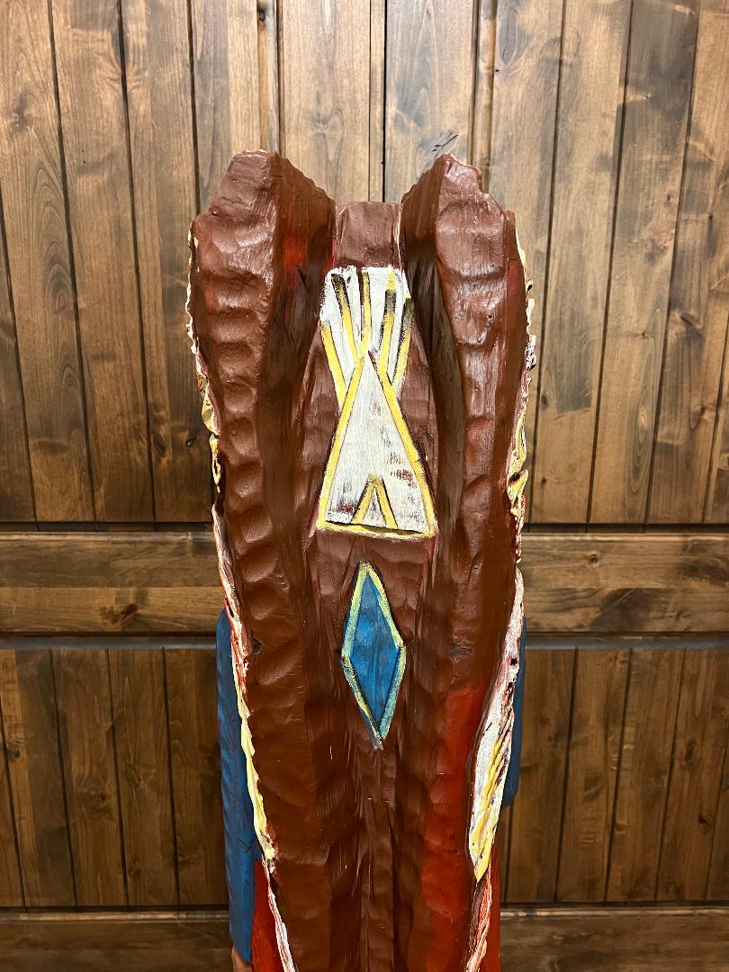 Vintage Delaney 5 Ft Cigar Store Indian Carved Wooden Statue