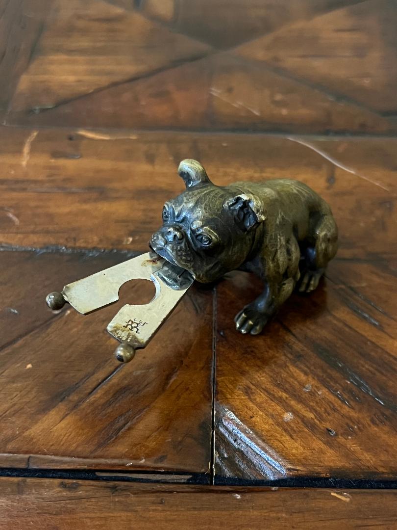 Vintage Austrian Bronze English Bulldog Cigar Cutter c. 1900s