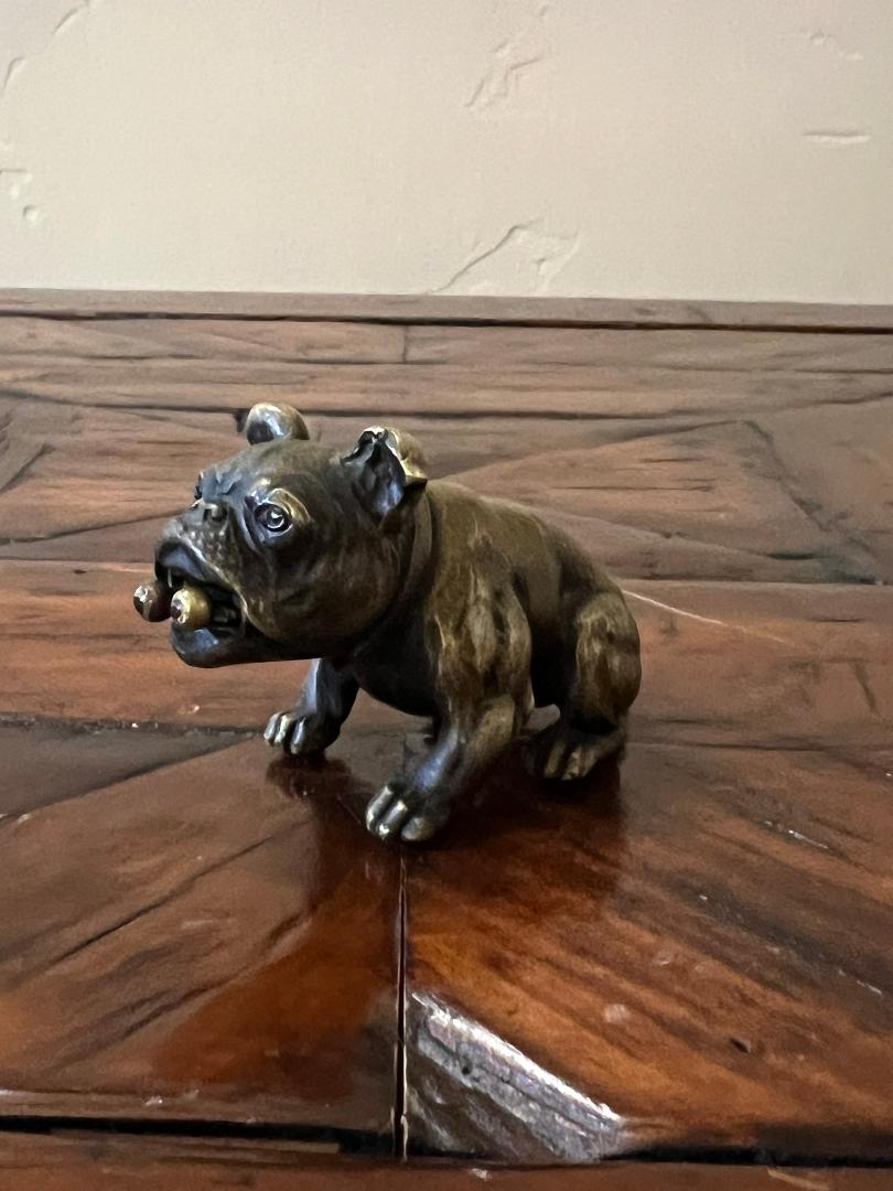 Vintage Austrian Bronze English Bulldog Cigar Cutter c. 1900s