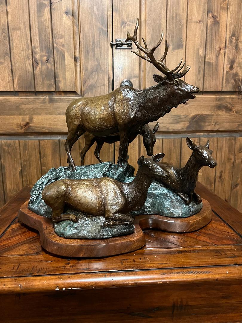 Bronze Elk Sculpture " SOUNDS OF AUTUMN " By Artist J. Shirly Bothum