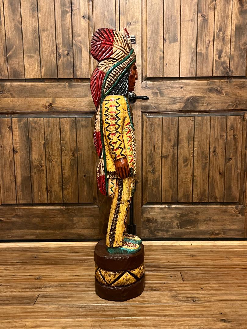 Vintage Frank Gallagher 4 ft Cigar Store Indian Wood Carving Statue