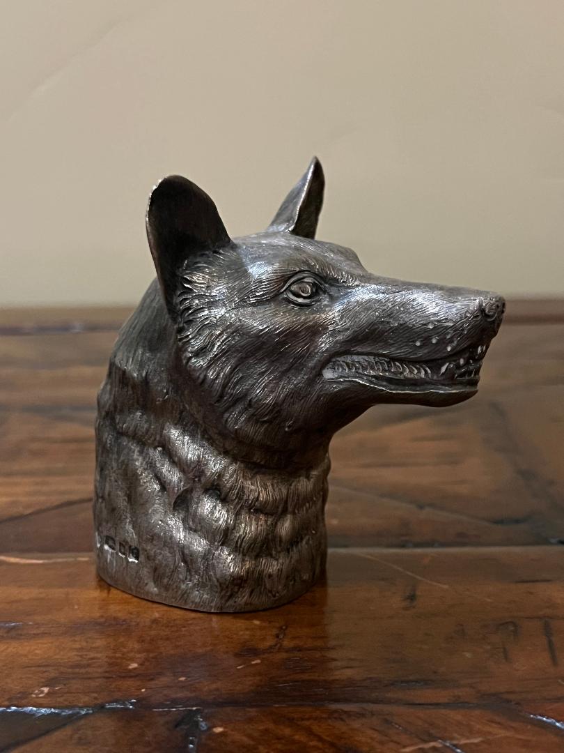 Dunhill London 1974 Solid Sterling Silver Fox Head Paperweight