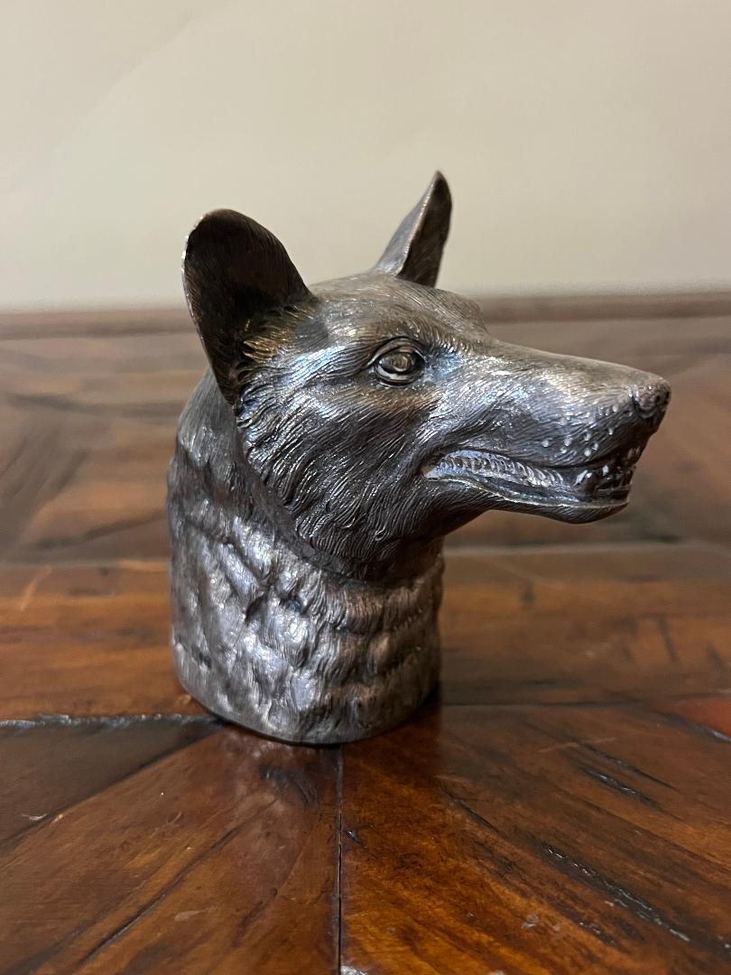 Dunhill London 1974 Solid Sterling Silver Fox Head Paperweight