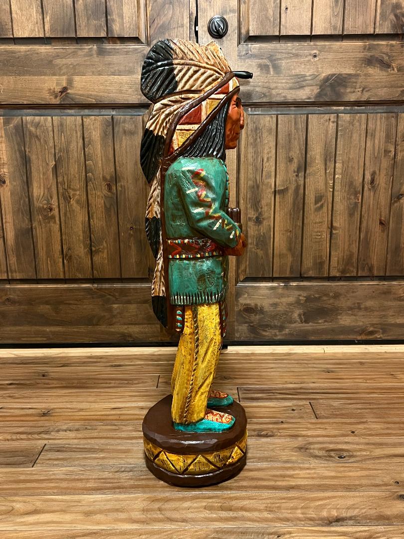 Vintage Frank Gallagher 3 ft Cigar Store Indian Wood Carving Statue