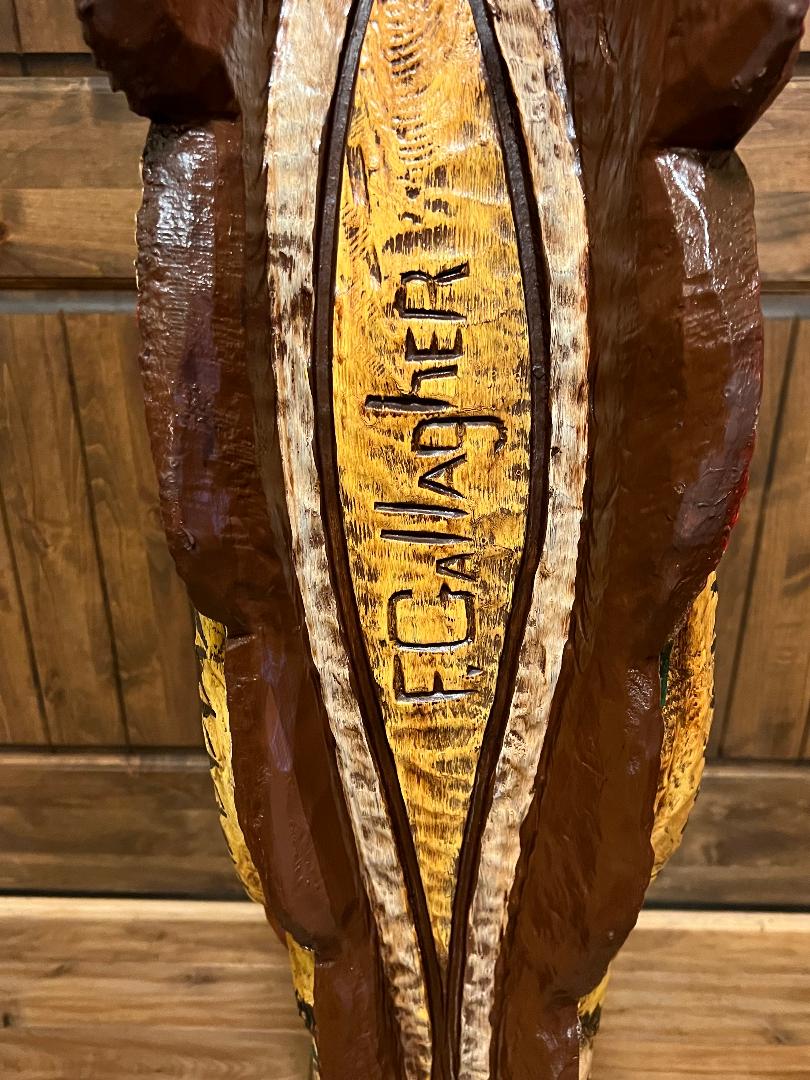 Vintage Frank Gallagher 4 ft Cigar Store Indian Wood Carving Statue