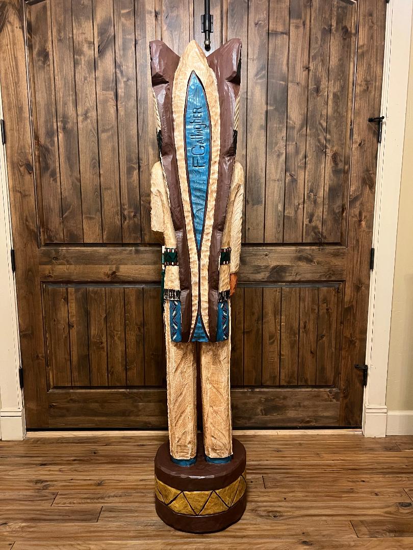 Frank Gallagher 6' 1" Cigar Store Indian Carved Wooden Statue Knife