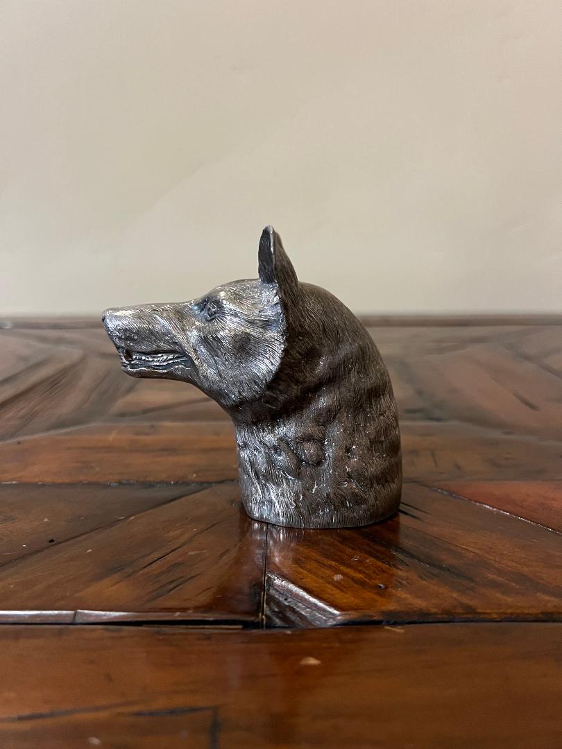 Dunhill London 1974 Solid Sterling Silver Fox Head Paperweight