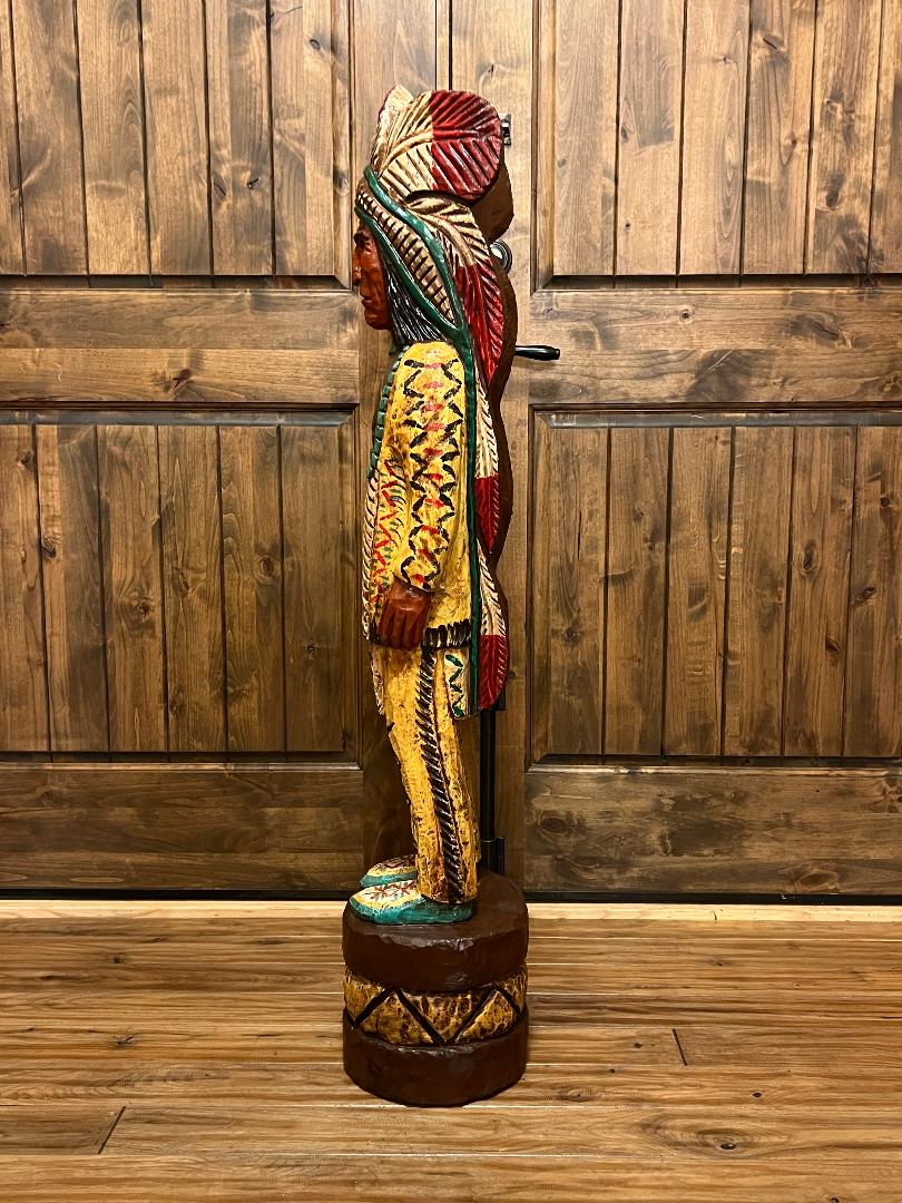 Vintage Frank Gallagher 4 ft Cigar Store Indian Wood Carving Statue