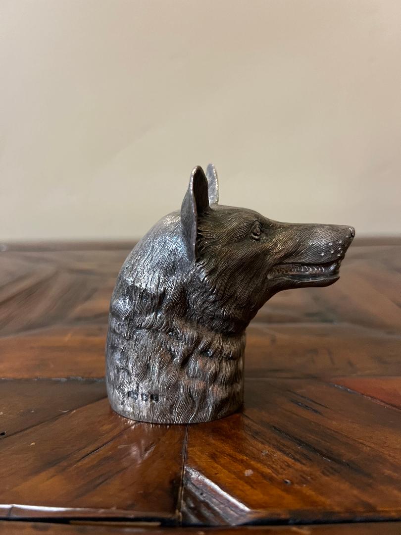 Dunhill London 1974 Solid Sterling Silver Fox Head Paperweight
