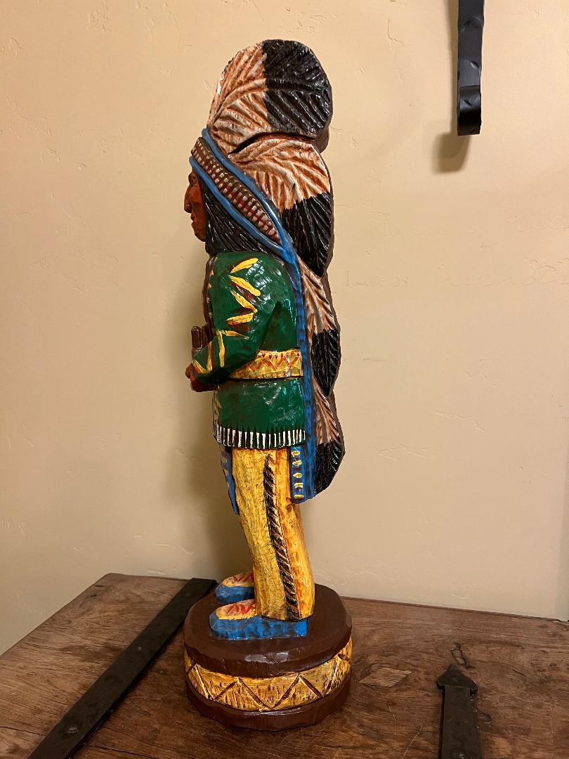 Vintage Frank Gallagher 30" Table Top Cigar Store Indian Wood Carving Statue
