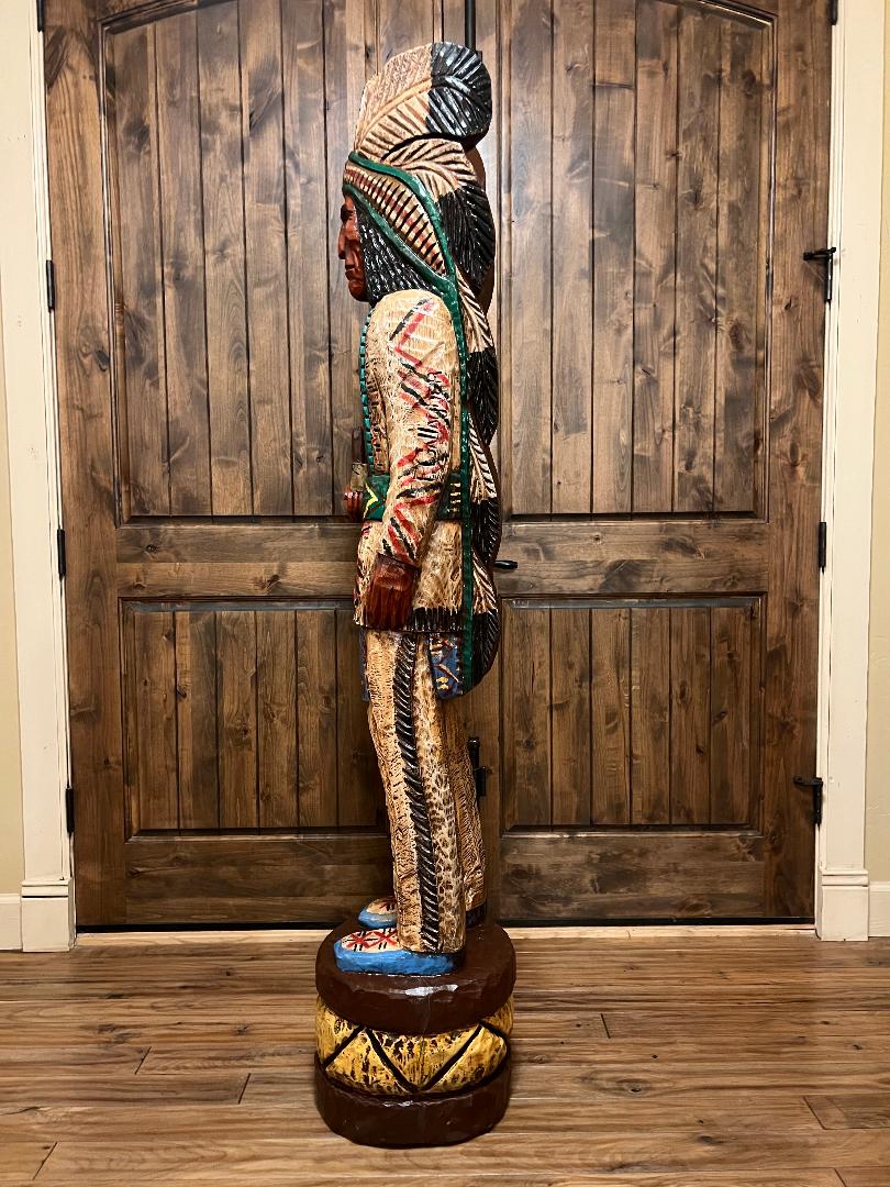 Vintage Frank Gallagher 6 Ft Cigar Store Indian Carved Wooden Statue