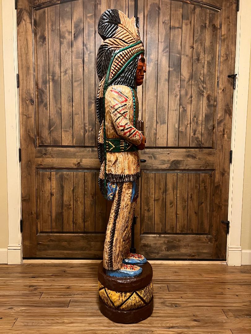 Vintage Frank Gallagher 6 Ft Cigar Store Indian Carved Wooden Statue
