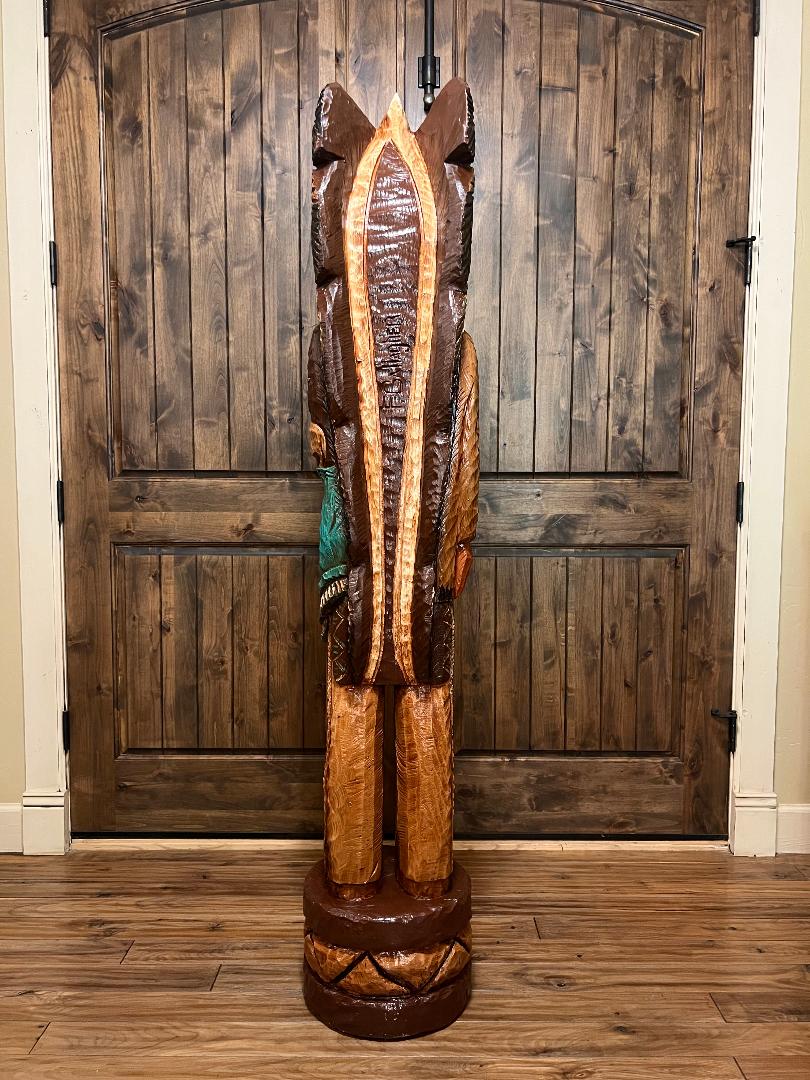 Vintage Frank Gallagher 6 ft Cigar Store Indian Carved Wooden Statue Tomahawk