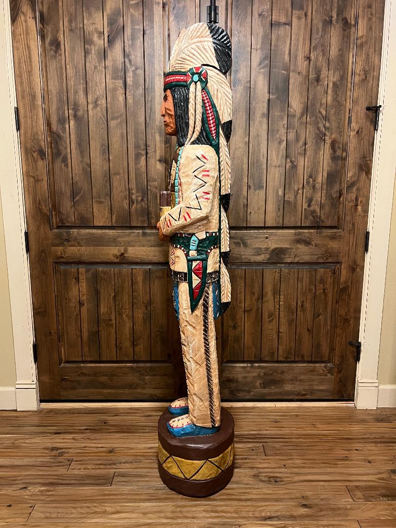 Frank Gallagher 6' 1" Cigar Store Indian Carved Wooden Statue Knife