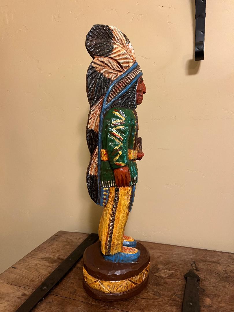 Vintage Frank Gallagher 30" Table Top Cigar Store Indian Wood Carving Statue