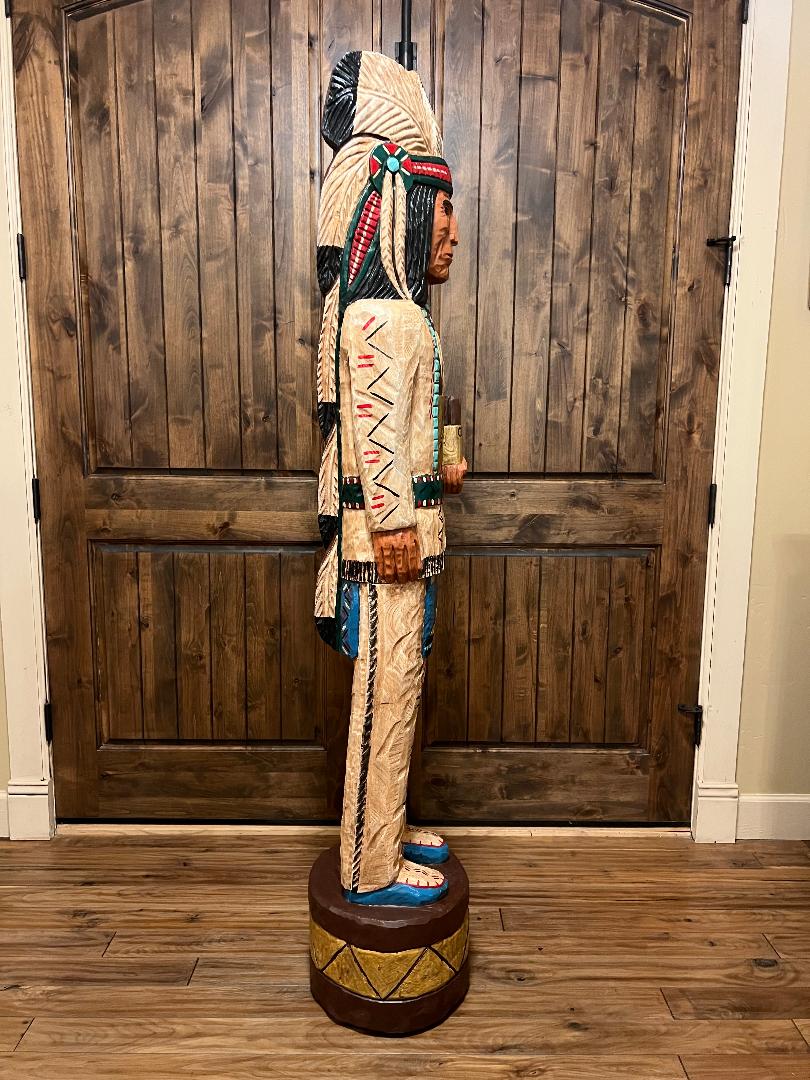 Frank Gallagher 6' 1" Cigar Store Indian Carved Wooden Statue Knife