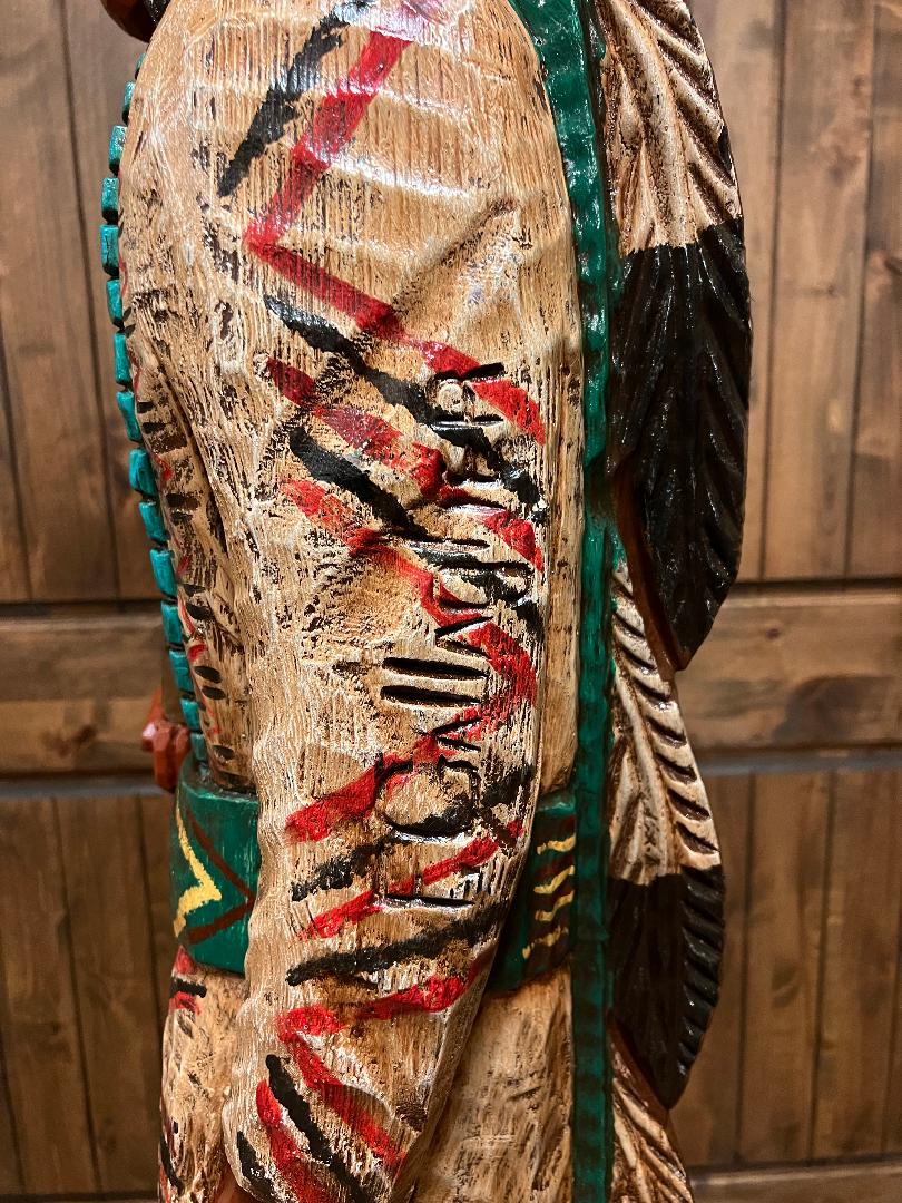 Vintage Frank Gallagher 6 Ft Cigar Store Indian Carved Wooden Statue