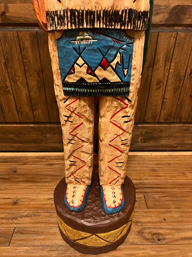 Frank Gallagher 6' 1" Cigar Store Indian Carved Wooden Statue Knife