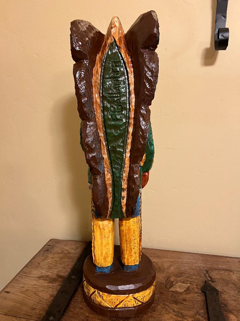 Vintage Frank Gallagher 30" Table Top Cigar Store Indian Wood Carving Statue