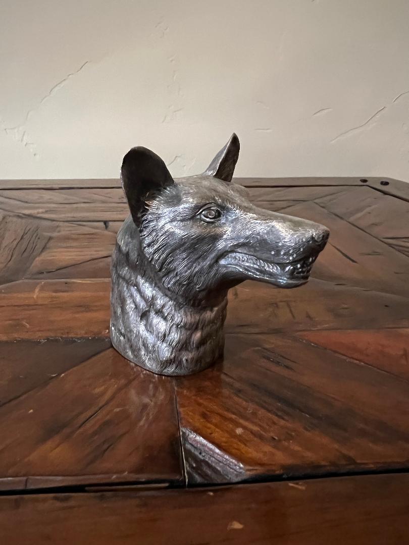 Dunhill London 1974 Solid Sterling Silver Fox Head Paperweight