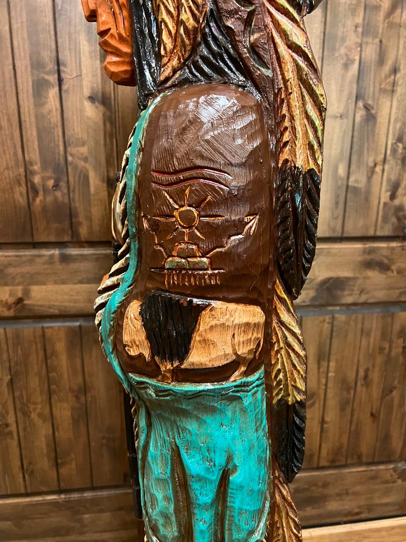 Vintage Frank Gallagher 6 ft Cigar Store Indian Carved Wooden Statue Tomahawk