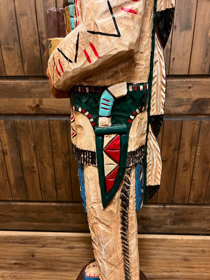 Frank Gallagher 6' 1" Cigar Store Indian Carved Wooden Statue Knife