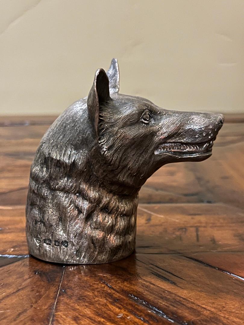 Dunhill London 1974 Solid Sterling Silver Fox Head Paperweight