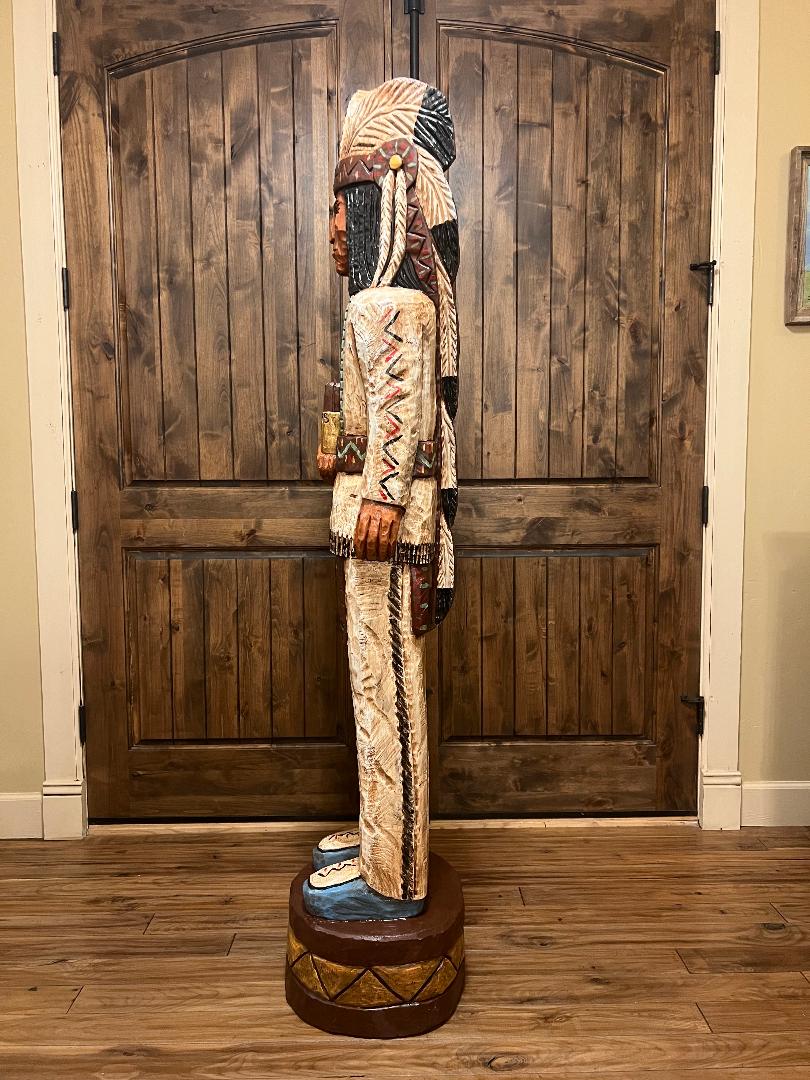 Frank Gallagher 6 Ft Cigar Store Indian Chief Carved Wooden Statue